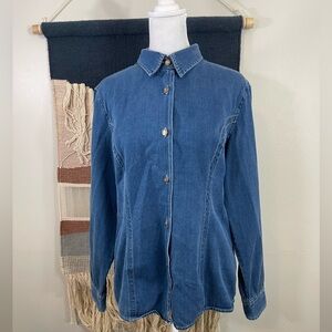 VTG Newton Trading Co Women’s Western Boho Chic Denim Long Sleeve Size M Cotton